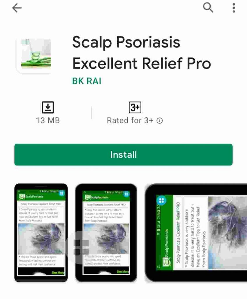 Scalp psoriasis Excellent Relief pro app icon on play store